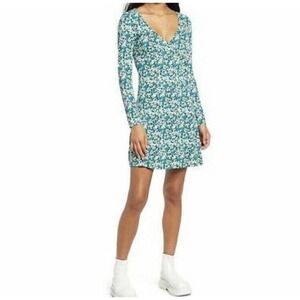 NWT BP Womens Green Moss Hannah Kate Dress Size Small‎ Floral Print Long Sleeve